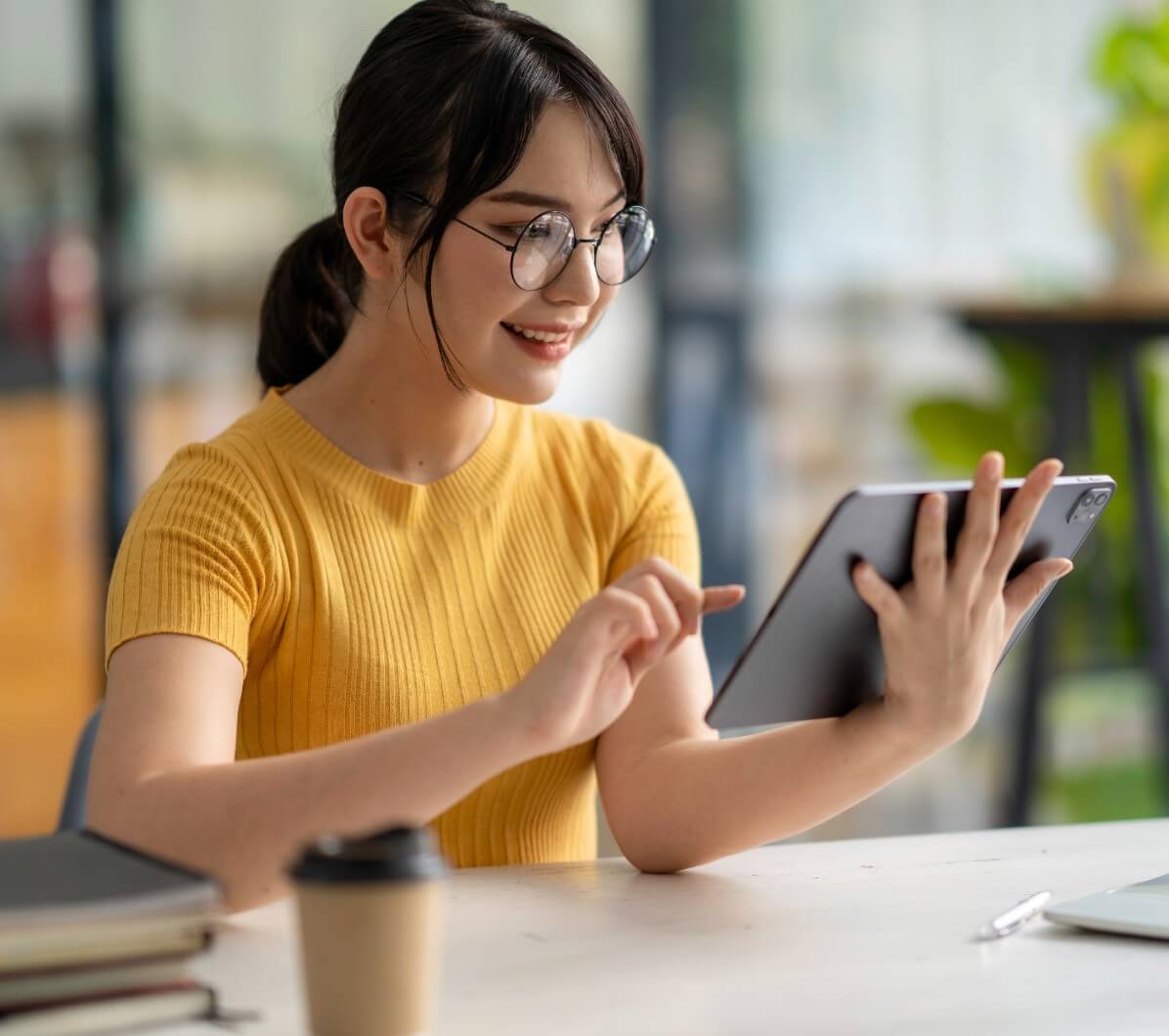 Patient scheduling an appointment on a tablet
